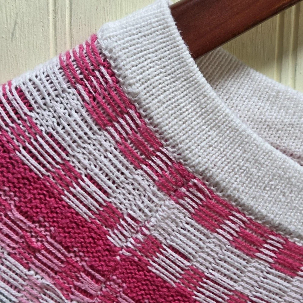 Talbots Sweater Womens XS Gray Pink Striped Crew Neck Long Sleeve Knit Pullover - Picture 4 of 8
